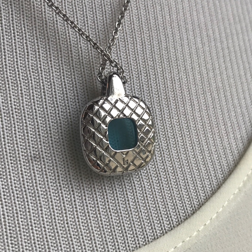 BOGO! Turquoise/ Rhinestone Pendant w/ Silver Chain - Picture 4 of 5